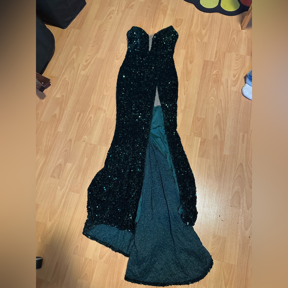Green Sequin Evening Gown